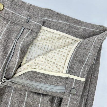 BOSS 10229122 Brown Stripe Wool Breasted Jacket