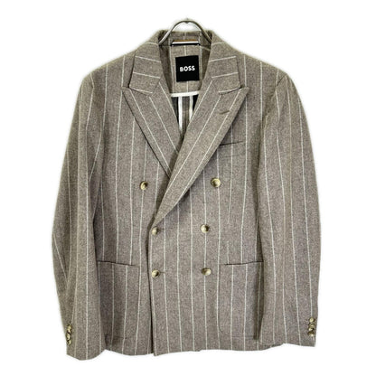 BOSS 10229122 Brown Stripe Wool Breasted Jacket