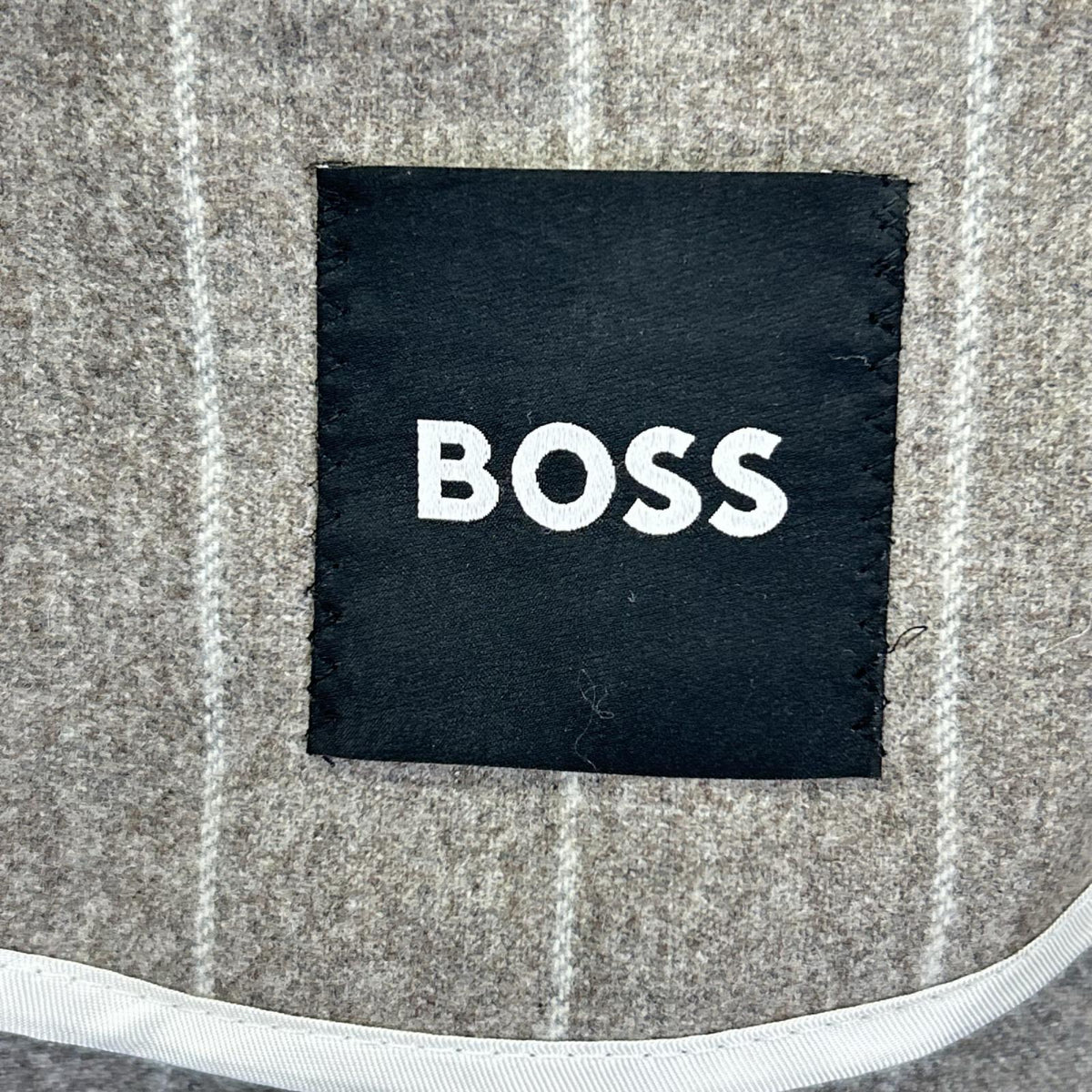 BOSS 10229122 Brown Stripe Wool Breasted Jacket