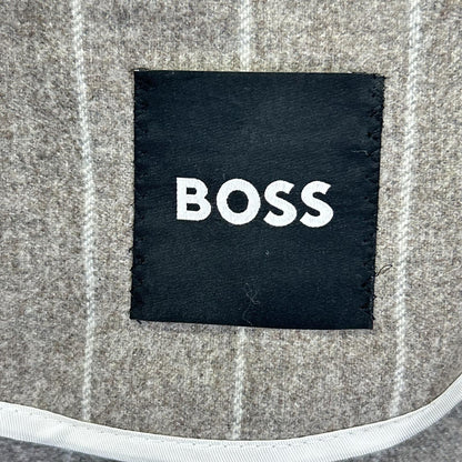 BOSS 10229122 Brown Stripe Wool Breasted Jacket
