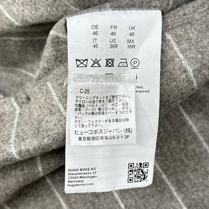 BOSS 10229122 Brown Stripe Wool Breasted Jacket