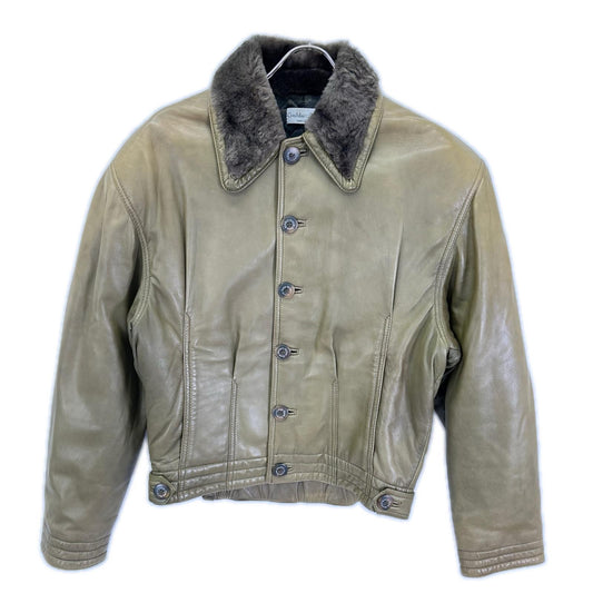 GIAN MARCO VENTURI 80s Fur Trim Quilted Jacket Green Size 44
