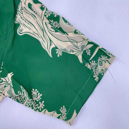 SUN SURF Tropical Fish Border Pattern Shirt Green Size M