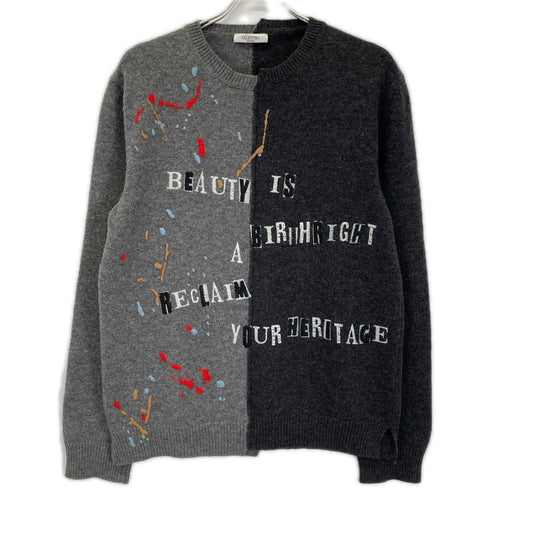 VALENTINO NV0KC23R2NI Black Gray Embroidered Knit Size M