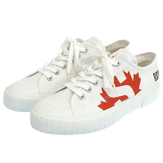 DSQUARED2 White/Red Low-Top Sneakers Size EU 42