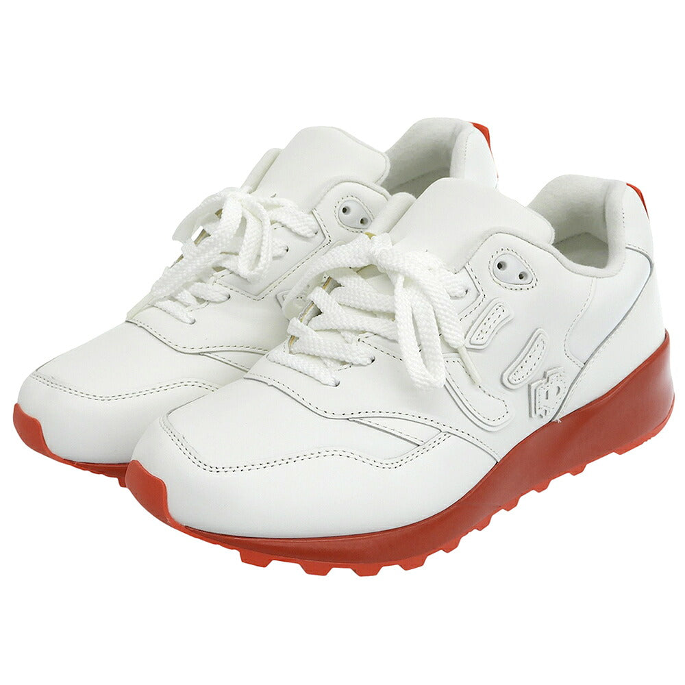 sangacio Nyūzu de Leather Sneakers White/Red Size US 8.5