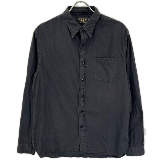 RRL Black Cotton Cat Eye Button Railman Work Shirt Size M