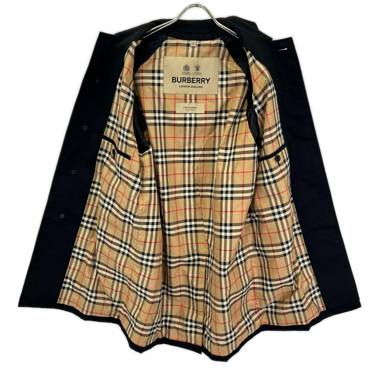 BURBERRY Camden Heritage Nova Check Car Coat Black Size 46