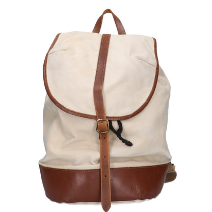 Brady Canvas Leather Backpack Ivory/Brown