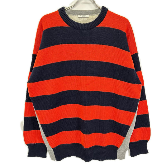 VALENTINO WV3KC15F7HM Orange/Navy/Gray Panel Knit Size M