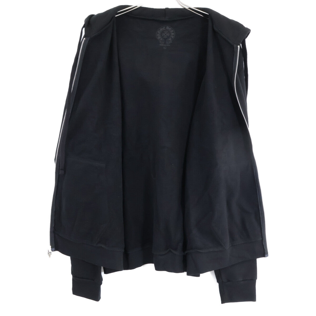 Chrome hearts Vertical Logo Zip Up Hoodie Black Size L