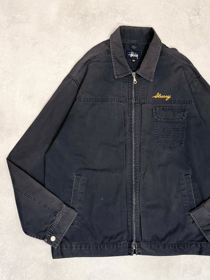 STUSSY 00s USA Made Faded Cotton Work Jacket Navy Size XL