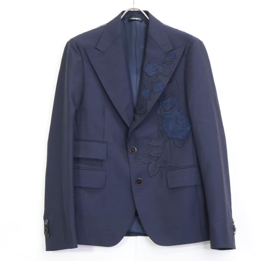 DOLCE&GABBANA Floral Embroidered Jacket Navy Size 48
