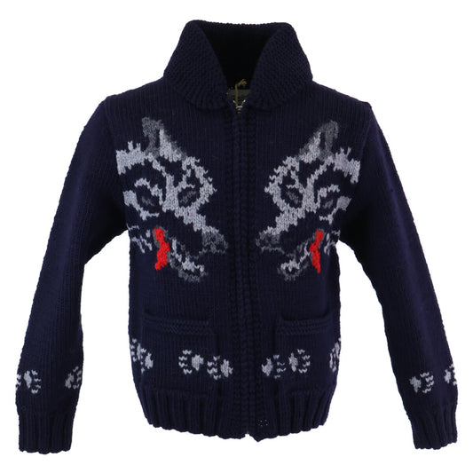 TENDERLOIN Wolf Cowichan Knit Jacket Blue Size S