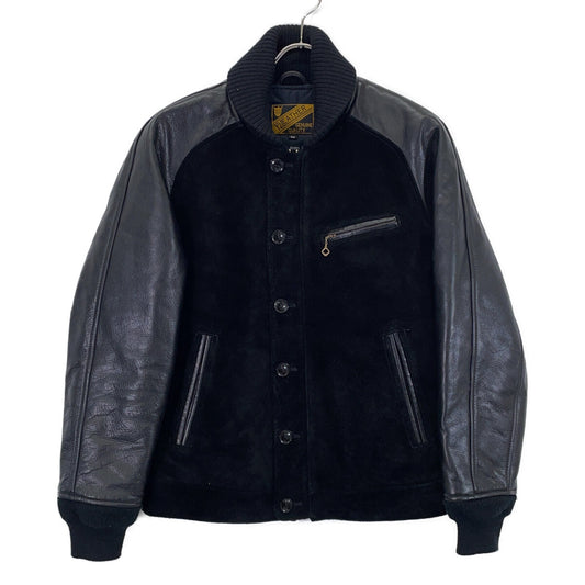 Y'2 LEATHER TB-136 Suede & Leather Rib Jacket Black Size 36