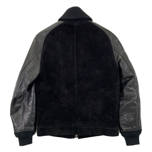 Y'2 LEATHER TB-136 Suede & Leather Rib Jacket Black Size 36