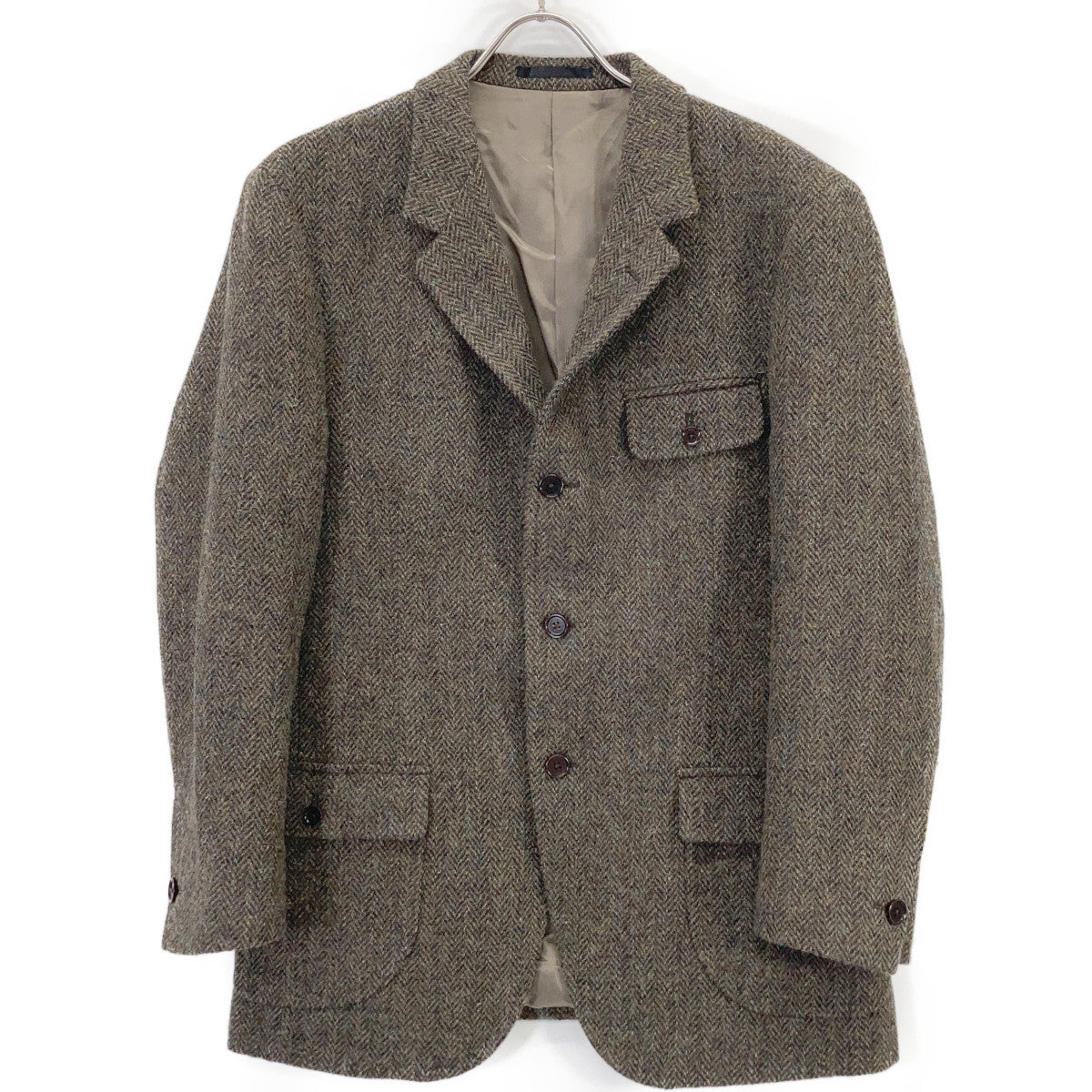 ZERBINO Khaki Wool Tweed 3B Jacket