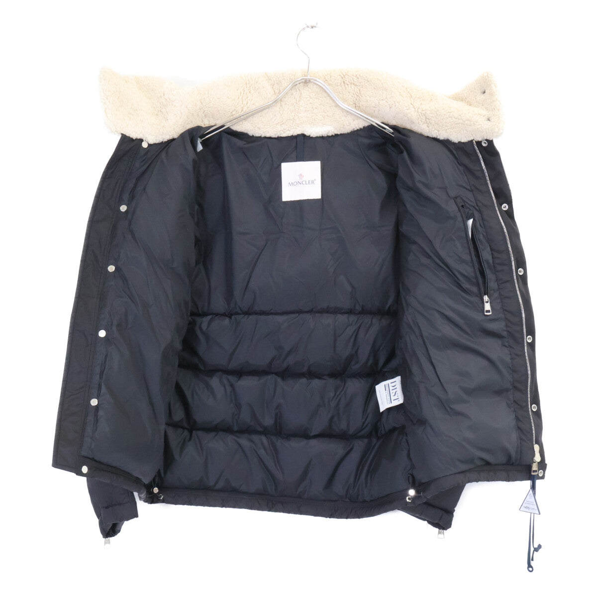 MONCLER LEO Sheepskin Trim Boa Down Jacket Black Size 1