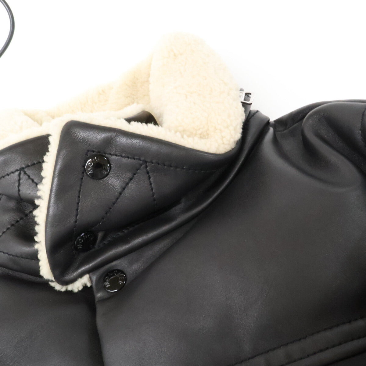 MONCLER LEO Sheepskin Trim Boa Down Jacket Black Size 1