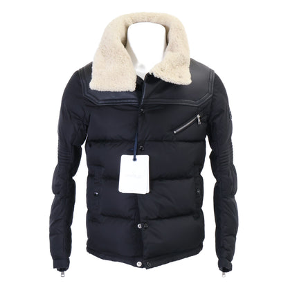 MONCLER LEO Sheepskin Trim Boa Down Jacket Black Size 1