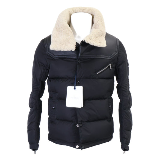 MONCLER LEO Sheepskin Trim Boa Down Jacket Black Size 1
