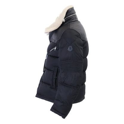 MONCLER LEO Sheepskin Trim Boa Down Jacket Black Size 1