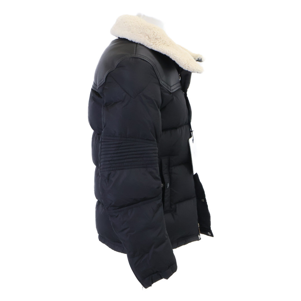 MONCLER LEO Sheepskin Trim Boa Down Jacket Black Size 1
