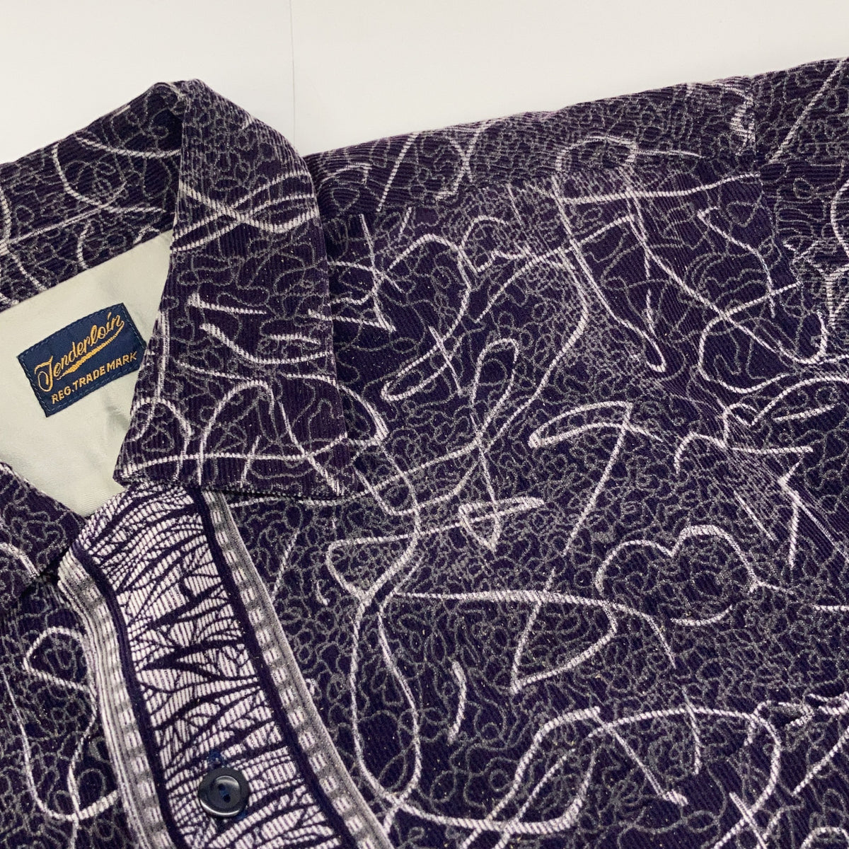 TENDERLOIN Purple Corduroy Patterned Sleeve Shirt Size XS