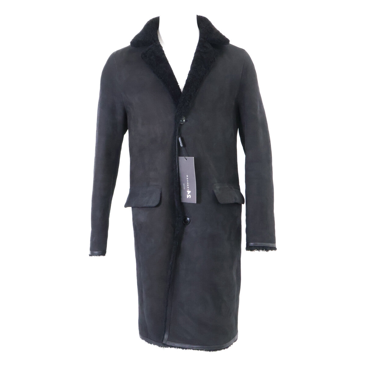 MANZONI Shearling Lamb Coat Black Size 44