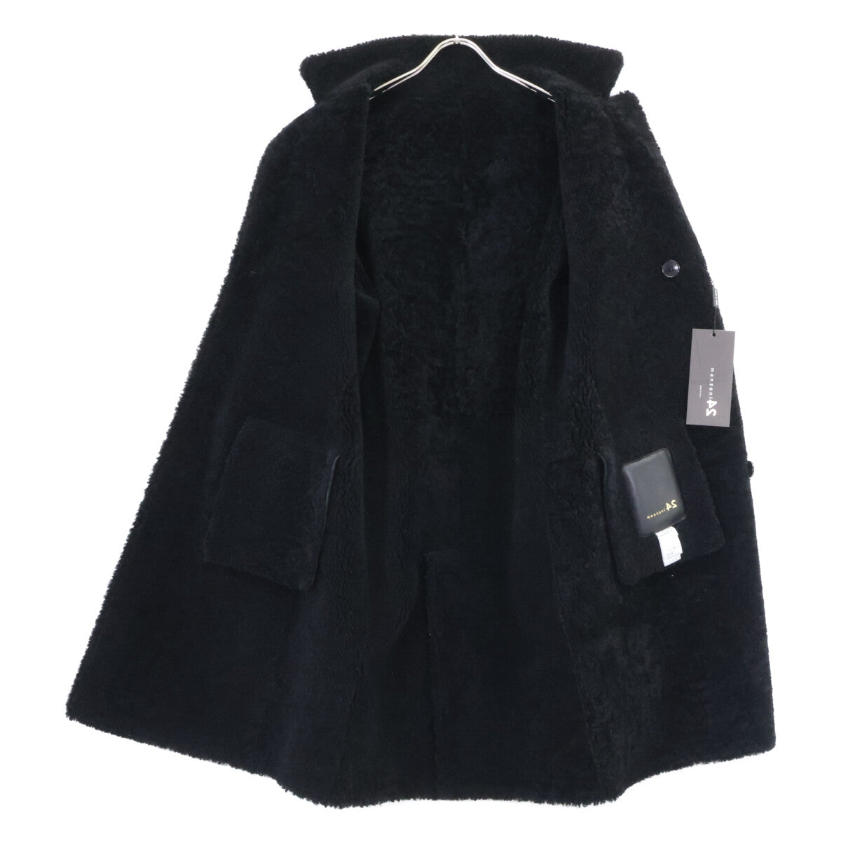 MANZONI Shearling Lamb Coat Black Size 44