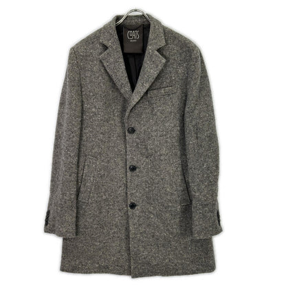 COATS MILANO Gray Wool Herringbone Chester Coat Size 50