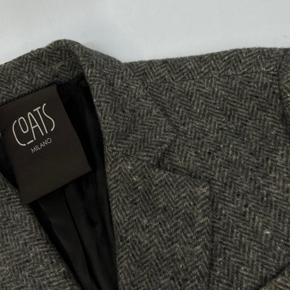 COATS MILANO Gray Wool Herringbone Chester Coat Size 50