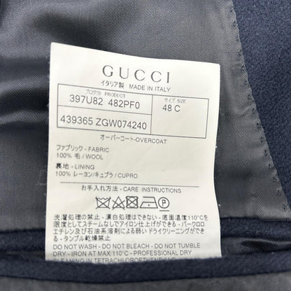GUCCI 397U82 482PF0 Wool Overcoat Navy Coat Size 48C