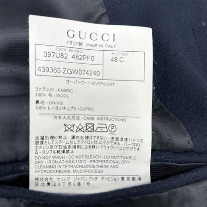 GUCCI 397U82 482PF0 Wool Overcoat Navy Coat Size 48C