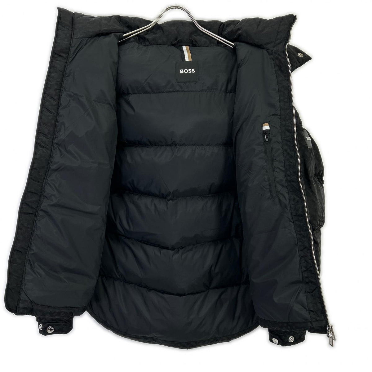 HUGOBOSS Black Monogram Padded Nylon Jacket Size 46