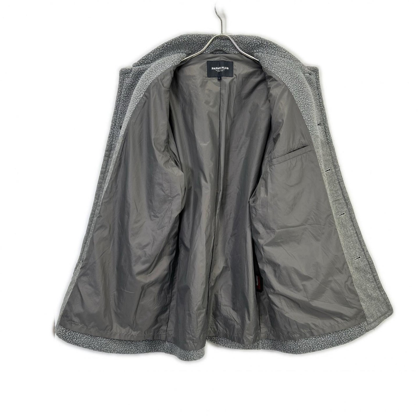 Papas Gray Polartec Heavy Boa Fleece Half Coat Size L