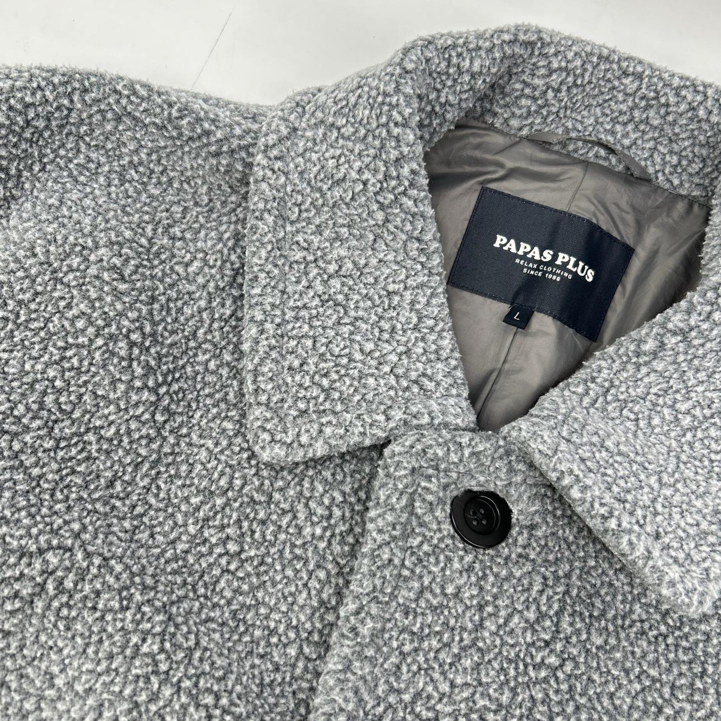 Papas Gray Polartec Heavy Boa Fleece Half Coat Size L