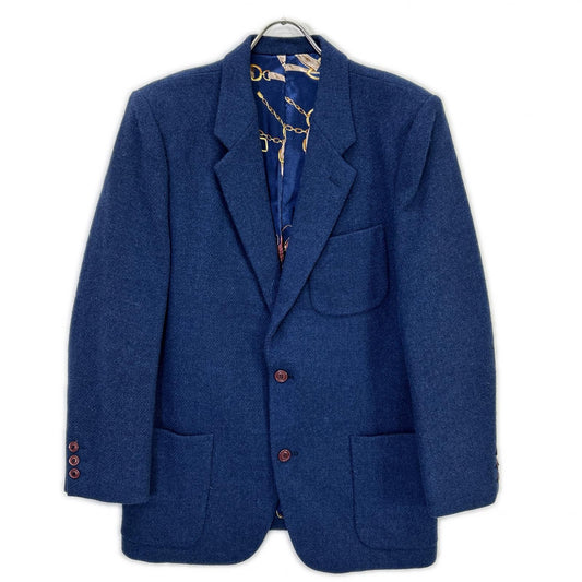 ISSEY MIYAKE MEN 80s Blue Wool Pattern-Lined Jacket Size M