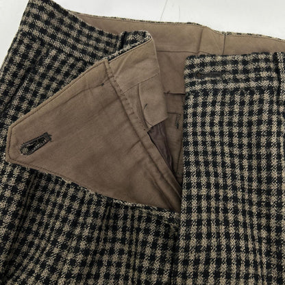 ISSEY MIYAKE MEN 80s Brown Check Wool Pants Size M