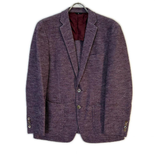LANVIN COLLECTION Bordeaux Wool Silk Linen Jacket Size 48