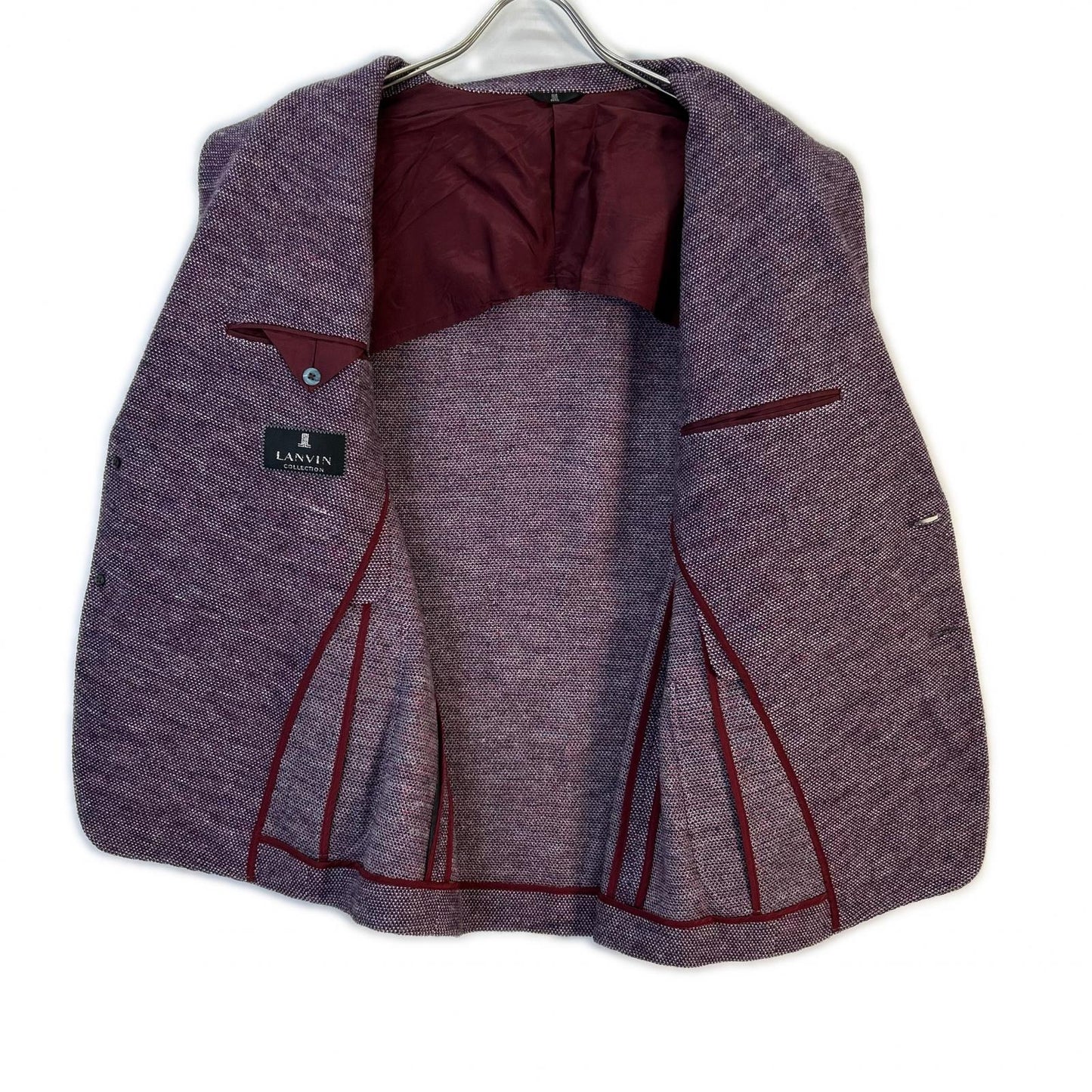 LANVIN COLLECTION Bordeaux Wool Silk Linen Jacket Size 48
