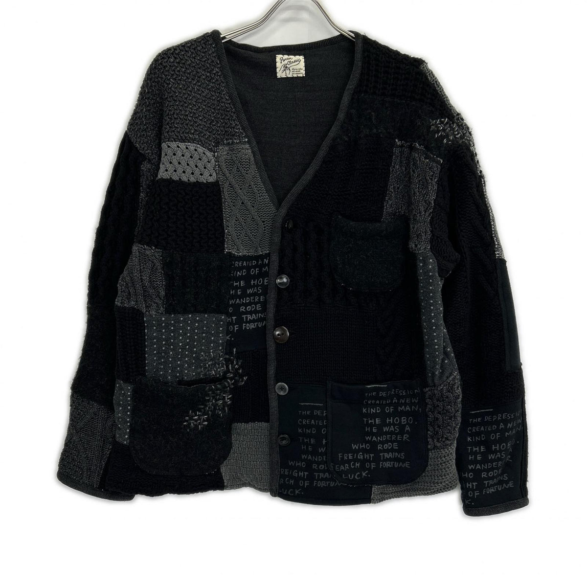Porter Classic H/W Patchwork Wool Cardigan Black Size 2