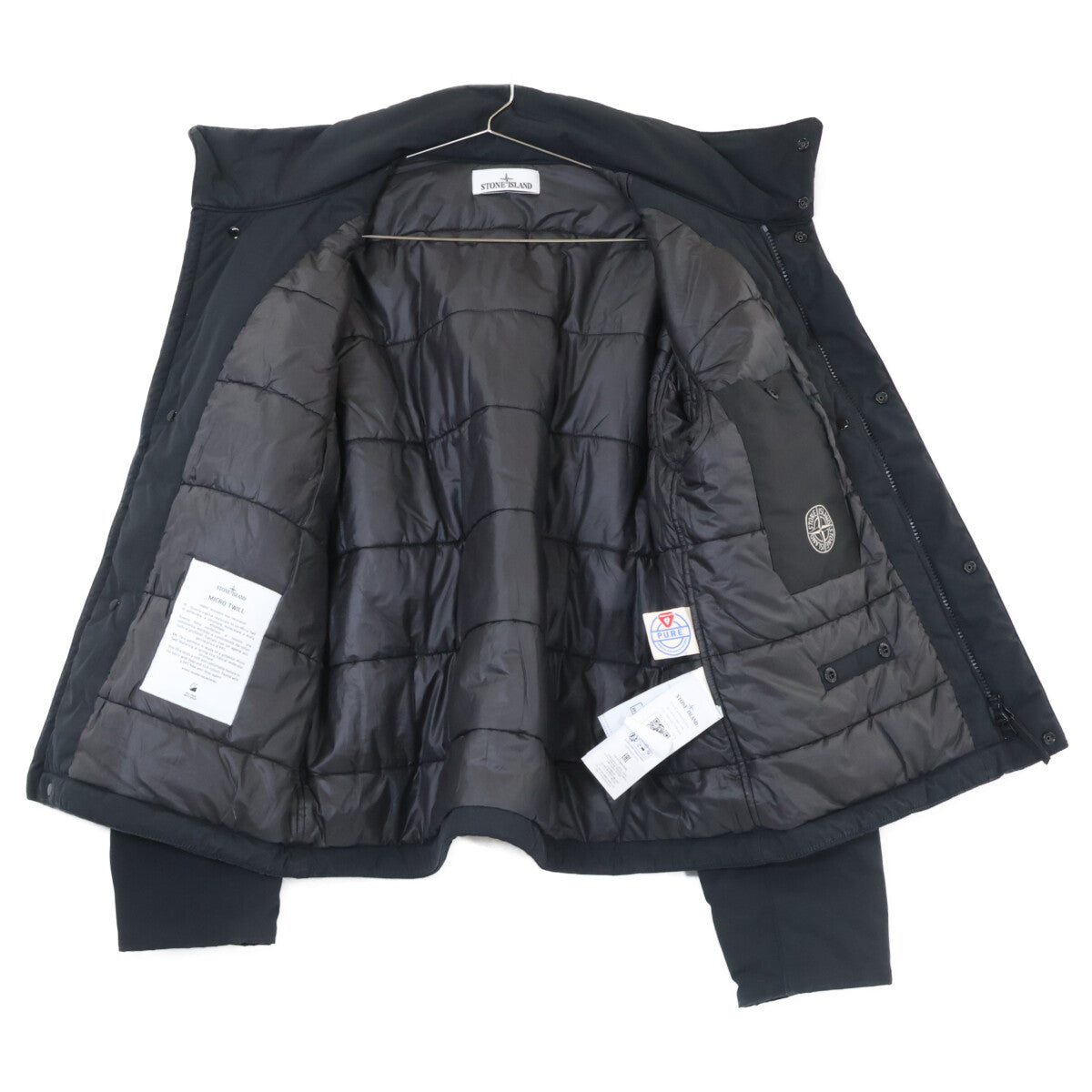 STONE ISLAND Primaloft Micro Twill Zip Jacket Black Size M