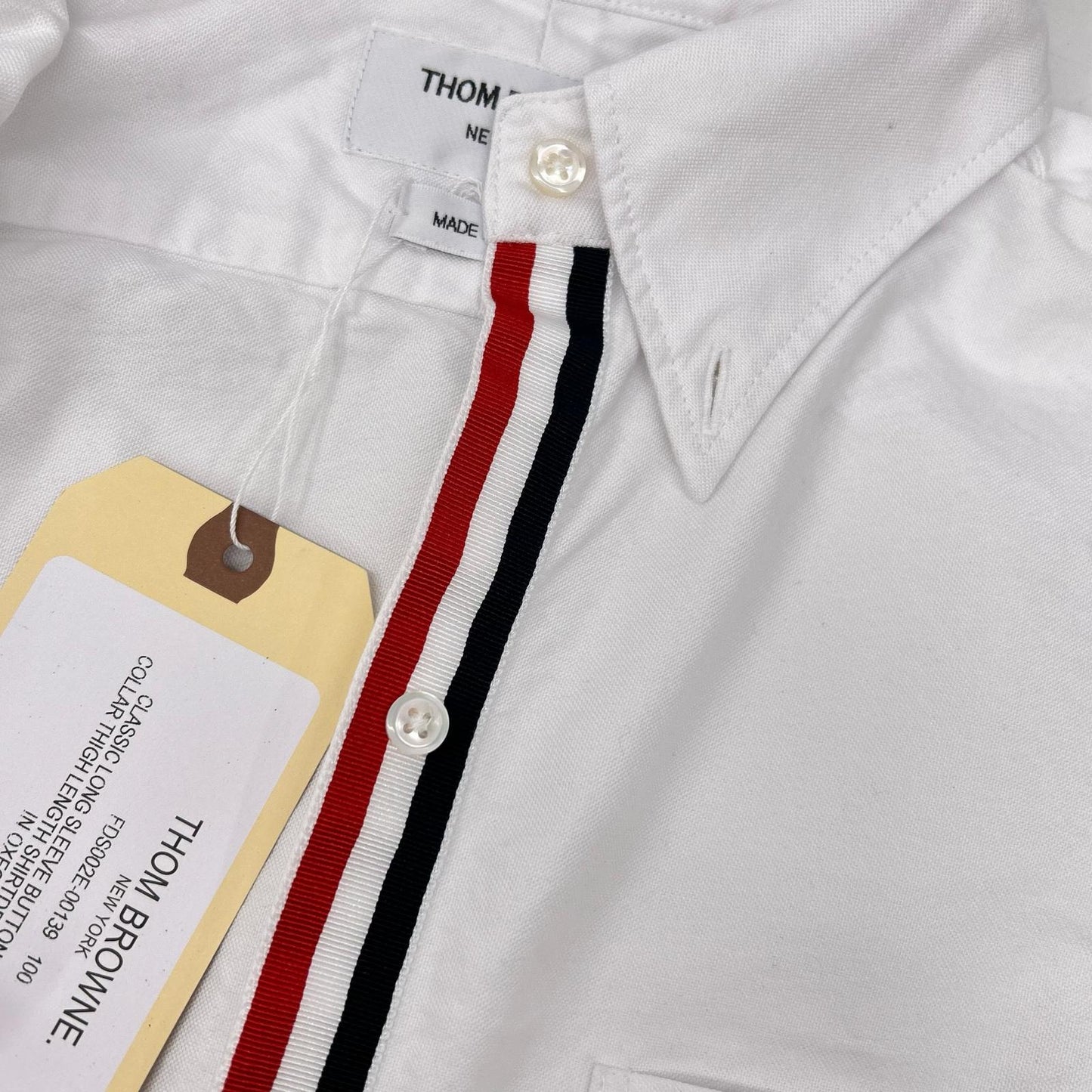 THOM BROWNE White Classic Oxford Cotton Shirt Size 38