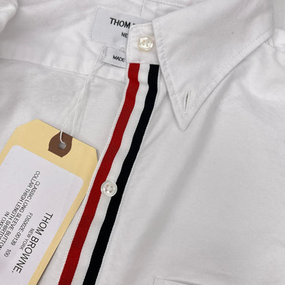 THOM BROWNE White Classic Oxford Cotton Shirt Size 38