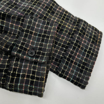 Supreme 25AW Black Metallic Plaid Zip Up Shirt Size XL