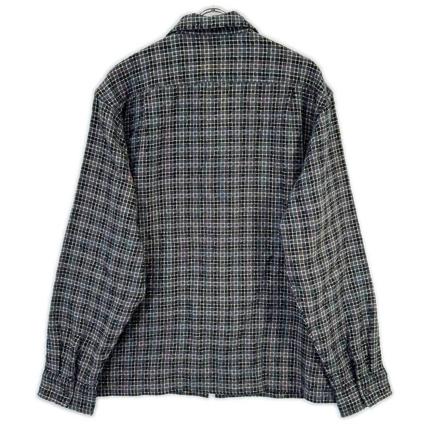 Supreme 25AW Black Metallic Plaid Zip Up Shirt Size XL