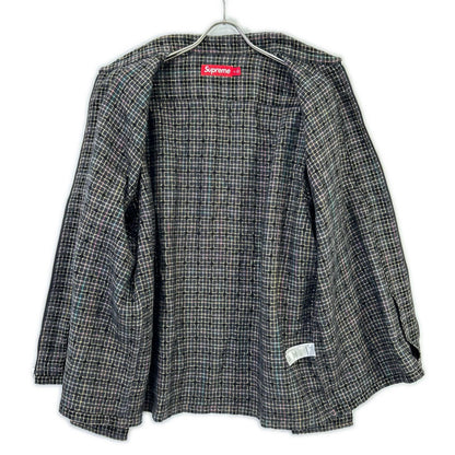 Supreme 25AW Black Metallic Plaid Zip Up Shirt Size XL