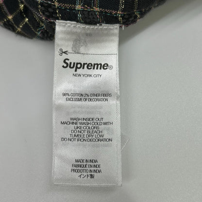 Supreme 25AW Black Metallic Plaid Zip Up Shirt Size XL