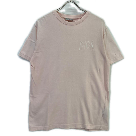 DIOR Raymond Pettibon Paris Embroidered T-Shirt Pink Size M